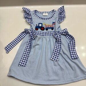 Blue Gingham Toddler Dress 4th of July